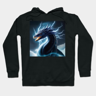 Adult Blue Lightning Dragon Surrounded by Electricity Hoodie